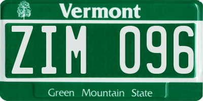 VT license plate ZIM096