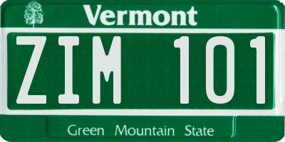 VT license plate ZIM101