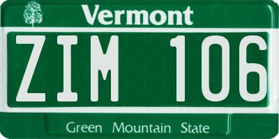 VT license plate ZIM106