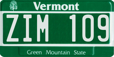VT license plate ZIM109