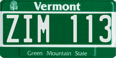VT license plate ZIM113