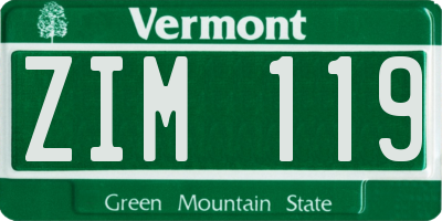 VT license plate ZIM119