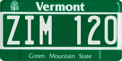 VT license plate ZIM120