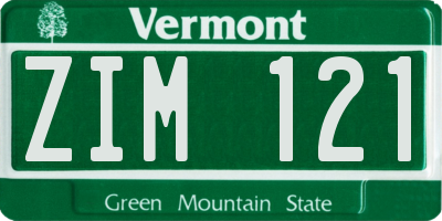 VT license plate ZIM121