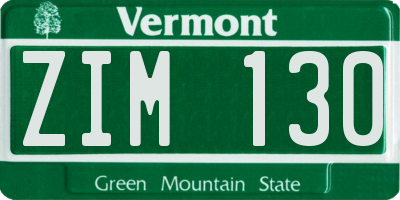 VT license plate ZIM130