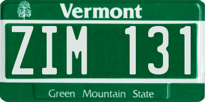 VT license plate ZIM131