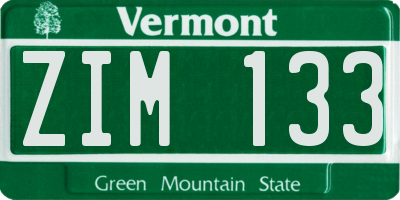 VT license plate ZIM133