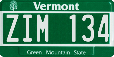 VT license plate ZIM134