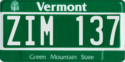VT license plate ZIM137