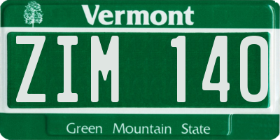 VT license plate ZIM140