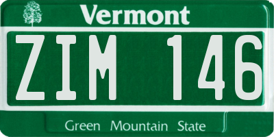 VT license plate ZIM146