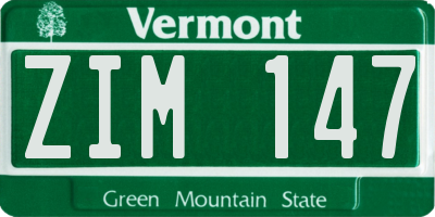 VT license plate ZIM147