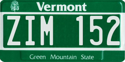 VT license plate ZIM152