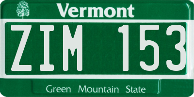 VT license plate ZIM153