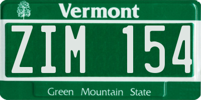 VT license plate ZIM154