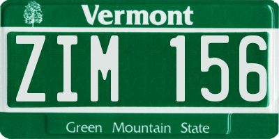 VT license plate ZIM156