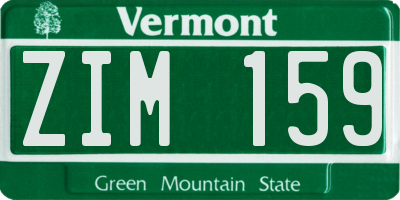 VT license plate ZIM159