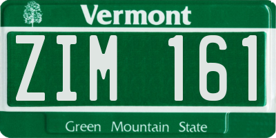 VT license plate ZIM161