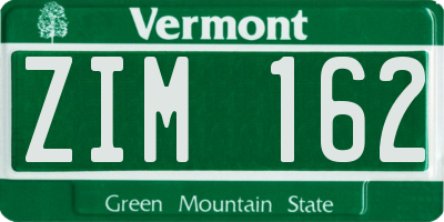 VT license plate ZIM162