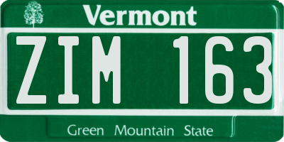 VT license plate ZIM163