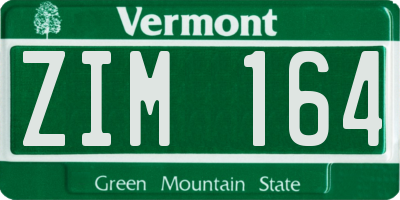 VT license plate ZIM164