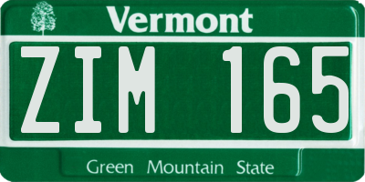 VT license plate ZIM165