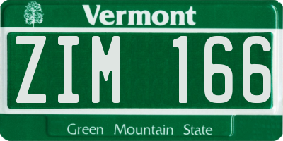 VT license plate ZIM166