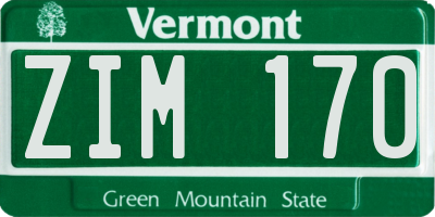 VT license plate ZIM170