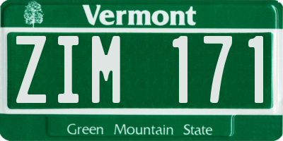 VT license plate ZIM171
