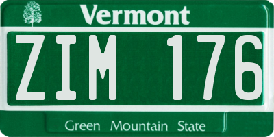 VT license plate ZIM176
