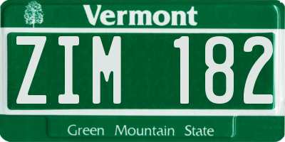 VT license plate ZIM182