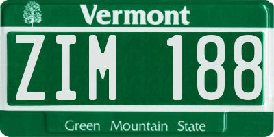 VT license plate ZIM188