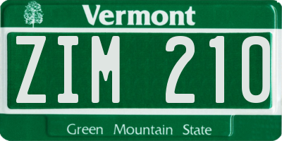 VT license plate ZIM210