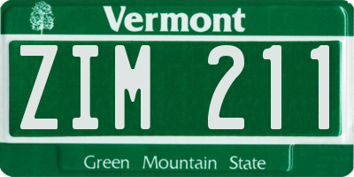 VT license plate ZIM211