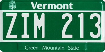 VT license plate ZIM213