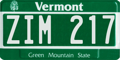 VT license plate ZIM217