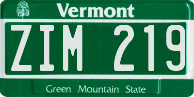 VT license plate ZIM219