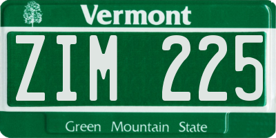 VT license plate ZIM225