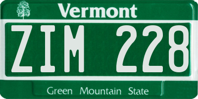 VT license plate ZIM228