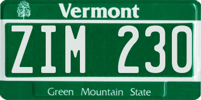 VT license plate ZIM230