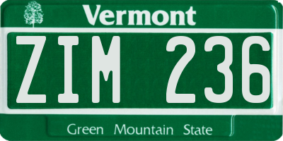 VT license plate ZIM236