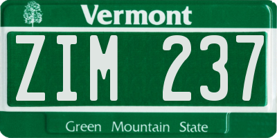 VT license plate ZIM237