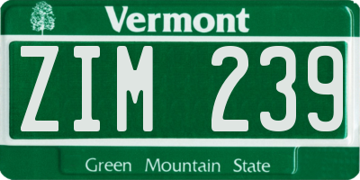 VT license plate ZIM239