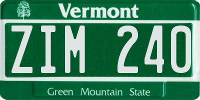 VT license plate ZIM240