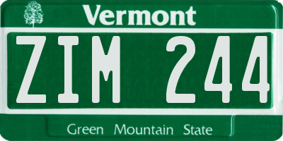 VT license plate ZIM244