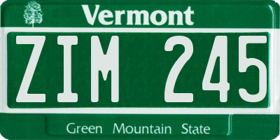 VT license plate ZIM245
