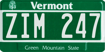 VT license plate ZIM247
