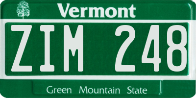 VT license plate ZIM248