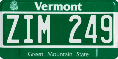 VT license plate ZIM249