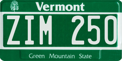 VT license plate ZIM250